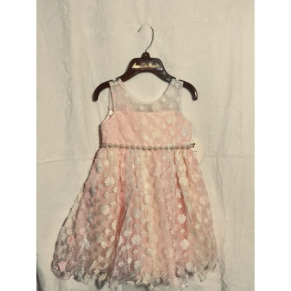 Toddler Girls American Princess Dress Size 4 Blush Ivory Flower Girl NWT